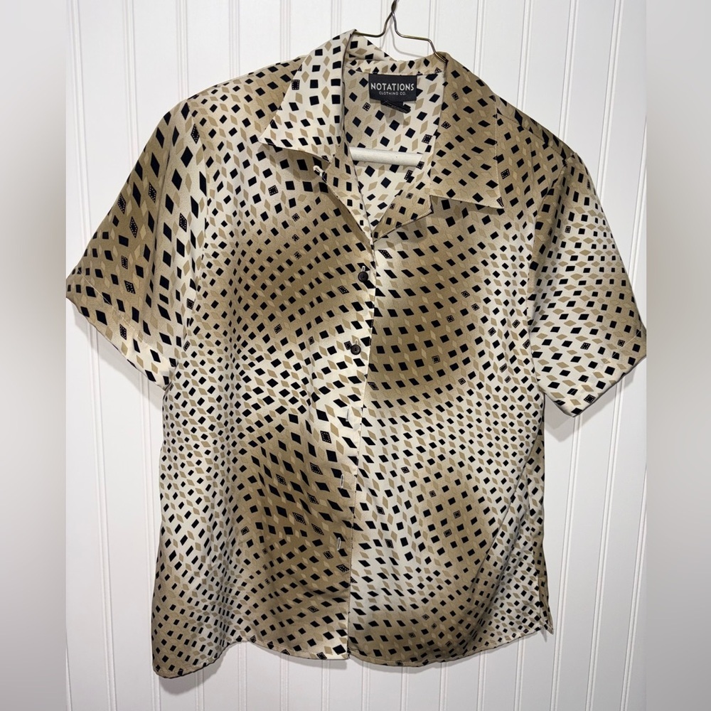 Vintage Notations Retro Geometric Blouse| Size Medium